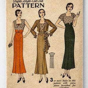 Vintage 1930s Simplicity 1076 Size 40 Hip 43 Dress Frock Jacket Pattern